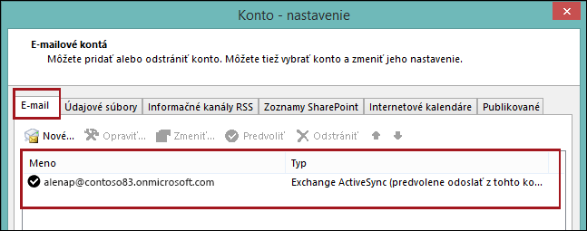 Typ konta v Outlooku