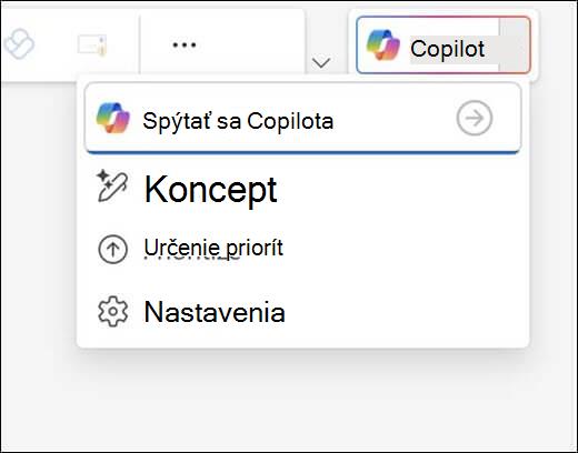 Ponuka Copilot v Outlooku.