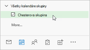 Snímka obrazovky so všetkými kalendármi skupiny na navigačnej table