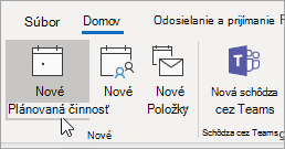 Snímka obrazovky s tlačidlom Nová plánovaná činnosť