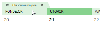 Snímka obrazovky s kalendárom skupiny v zobrazení kalendára