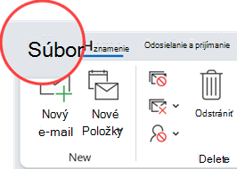 Karta Súbor sa nachádza úplne vľavo od kariet pása s nástrojmi.