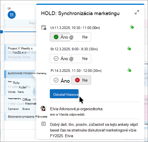 pop-up window showing scheduling poll options