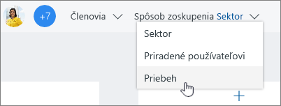 Kliknite na položku Zoskupiť podľa a vyberte položku Priebeh
