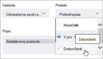 Kliknite na úlohu a vyberte iný stav v podrobnostiach