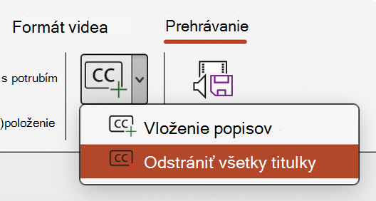 Odstránenie všetkých titulkov z videa v PowerPointe.