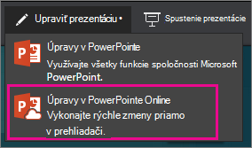 Úpravy v PowerPointe Online