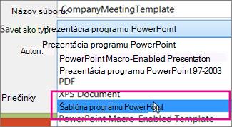 Uložiť ako šablónu programu PowerPoint