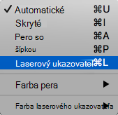 Výber laserového ukazovateľa v kontextovej ponuke