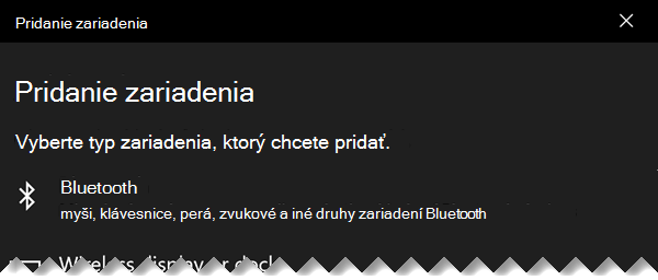 Dialógové okno Pridať zariadenie