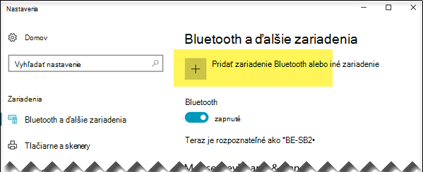 Pridanie zariadenia Bluetooth