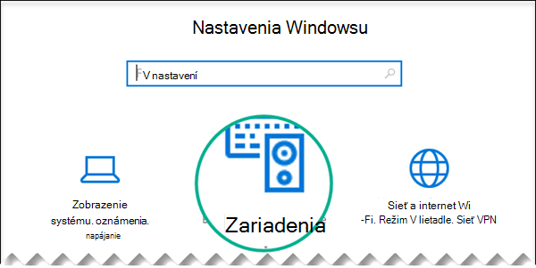V dialógovom okne Nastavenia vo Windowse vyberte položku Zariadenia