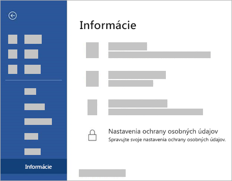 Snímka obrazovky zobrazujúca možnosť Nastavenia ochrany osobných údajov v režime úprav