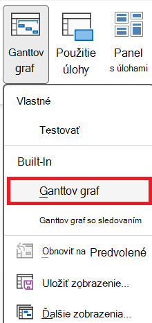 Skupina Zobrazenia úloh na karte Zobraziť