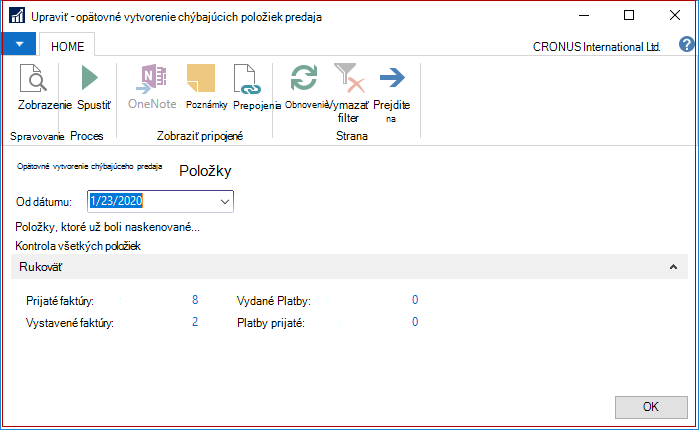 Upraviť Opätovné vytvorenie chýbajúcich položiek SII