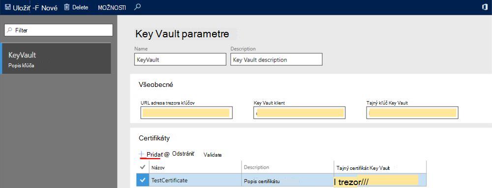 Tento obrázok ukazuje, ako nastaviť klienta Key Vault.