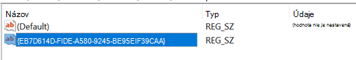 Screenshot of Product Code added to the registry
