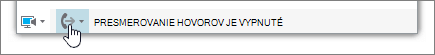 Hlavná ponuka Skype for Business, tlačidlo Presmerovanie hovorov