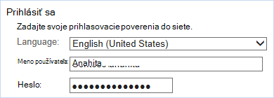 Prihláste sa pomocou prihlasovacích poverení do siete