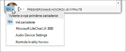 Snímka obrazovky zobrazujúca ponuku Vyberte svoje primárne zariadenie.
