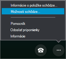 Ponuka Ďalšie možnosti s vybratou položkou Možnosti schôdze