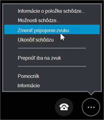 Kliknite na položku Zmeniť zvukové pripojenie