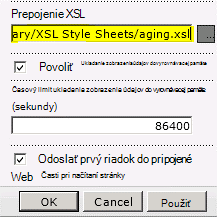 Prilepené prepojenie na súbor XSL