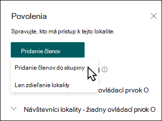 Ukážka tably Pridať členov