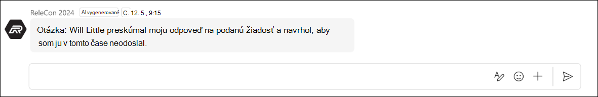 snímka obrazovky s možnosťou Odpoveď sa nedá odoslať