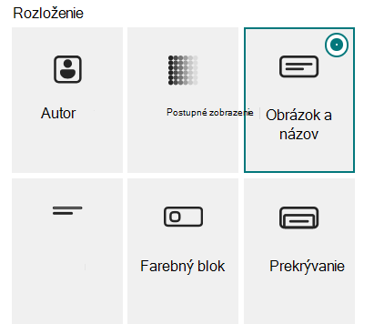 Šesť rozložení webovej časti Nápis