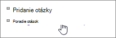Snímka obrazovky zmeny poradia otázok prieskumu