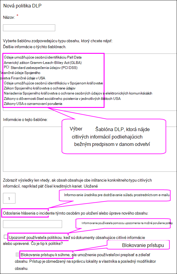 Nová stránka o politike DLP