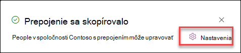 snímka obrazovky s nastaveniami prepojenia pre položky zoznamu