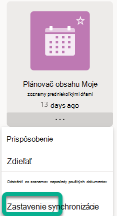 V ponuke vyberte položku Zastaviť synchronizáciu.