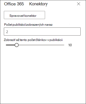 Snímka obrazovky s tablou úprav konektora služieb Office 365