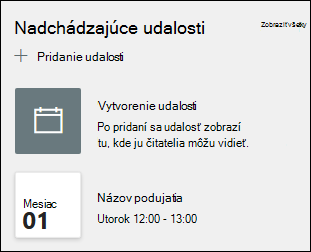 Ukážka webovej časti Udalosti.