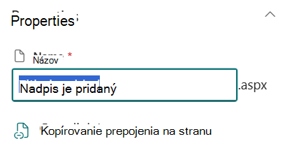 Názov strany pod podrobnosťami stránky