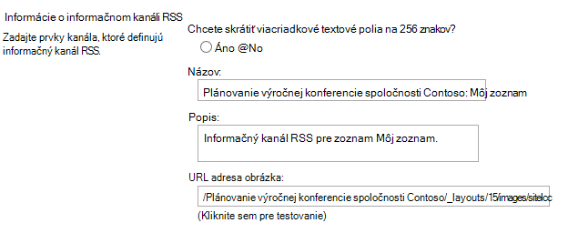 Informácie o informačnom kanáli RSS