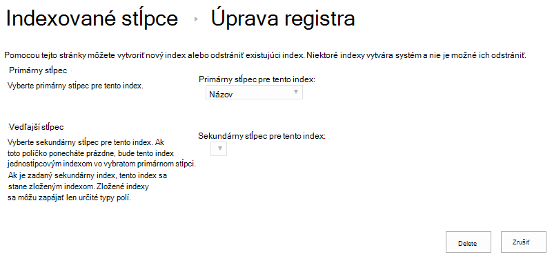 Index môžete po kliknutí naň odstrániť
