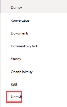 Zvislá navigačná ponuka.