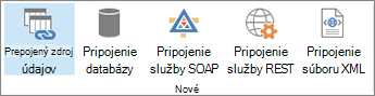 Nové tlačidlá možností pripojenia údajov