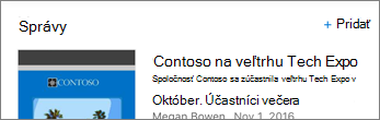 Snímka obrazovky zobrazujúca prepojenie Pridať
