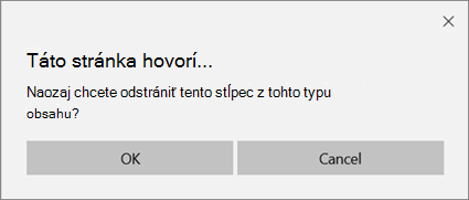 Výzva potvrdenia v SharePointe pri odstraňovaní stĺpca z typu obsahu zoznamu alebo knižnice