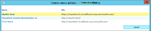 Výber webovej aplikácie na stránke Zmeniť webovú aplikáciu