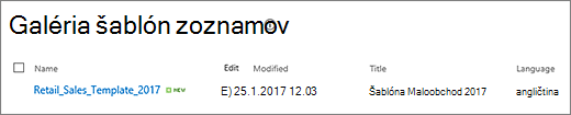Stránka so šablónami zoznamov
