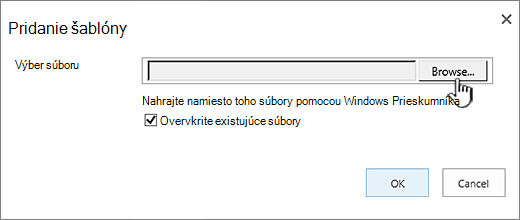 Stránka Pridanie šablóny