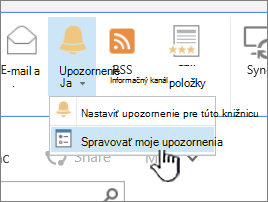 Zvýraznené tlačidlo SharePointu 2016 Správa upozornení