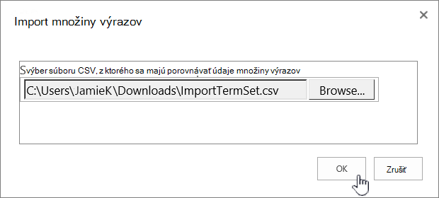 Dialógové okno prehľadávania množiny výrazov