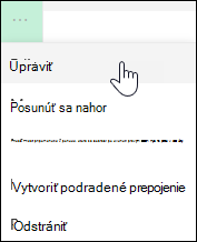 Úprava prepojenia v ľavej ponuke
