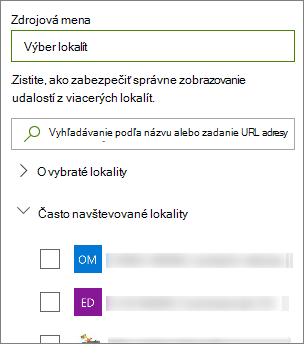 Výber zdroja pre udalosti